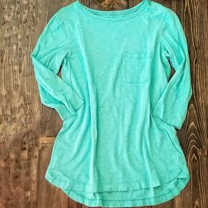 Turquoise Pocket 3/4 Length Top